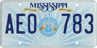 MS license plate AEO783