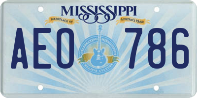 MS license plate AEO786