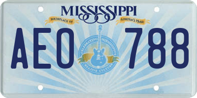 MS license plate AEO788