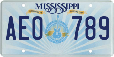 MS license plate AEO789