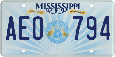 MS license plate AEO794