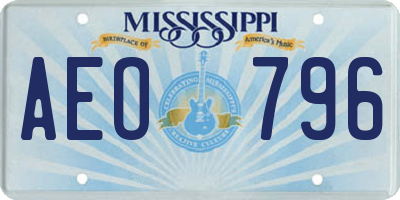 MS license plate AEO796