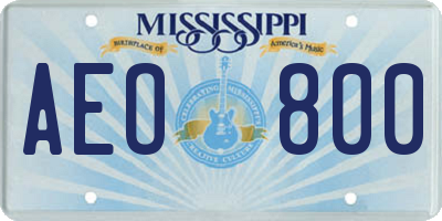 MS license plate AEO800