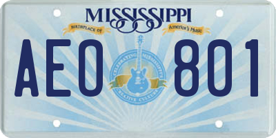 MS license plate AEO801