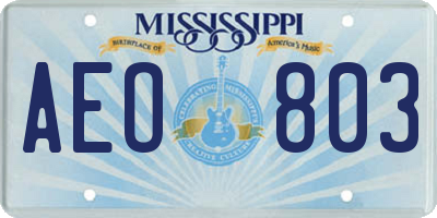 MS license plate AEO803