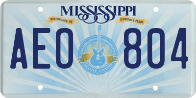 MS license plate AEO804