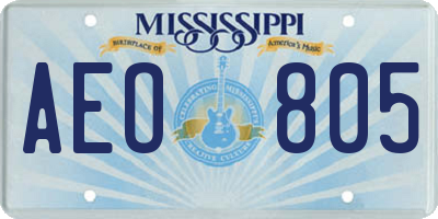 MS license plate AEO805