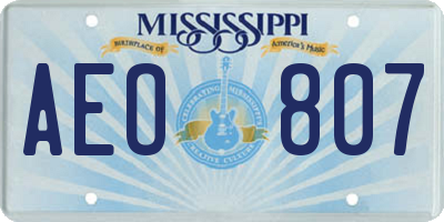 MS license plate AEO807