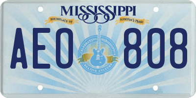 MS license plate AEO808