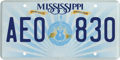 MS license plate AEO830