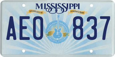 MS license plate AEO837