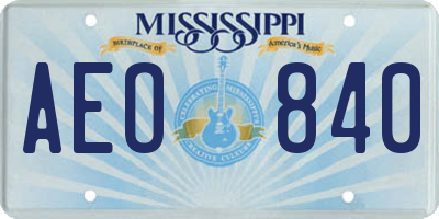 MS license plate AEO840