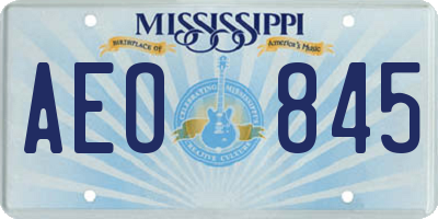 MS license plate AEO845