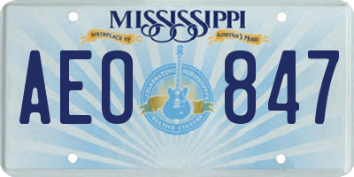 MS license plate AEO847
