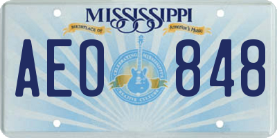 MS license plate AEO848