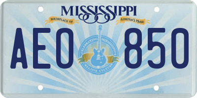 MS license plate AEO850