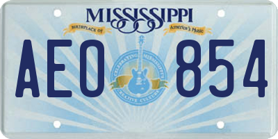 MS license plate AEO854