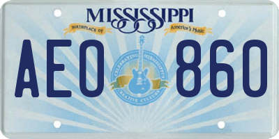 MS license plate AEO860