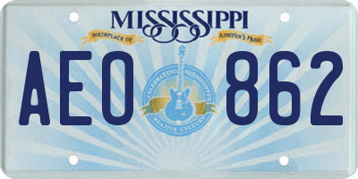 MS license plate AEO862