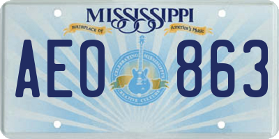 MS license plate AEO863