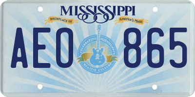 MS license plate AEO865