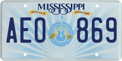 MS license plate AEO869