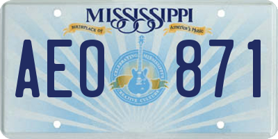 MS license plate AEO871