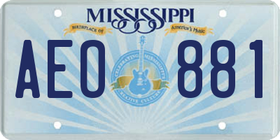 MS license plate AEO881