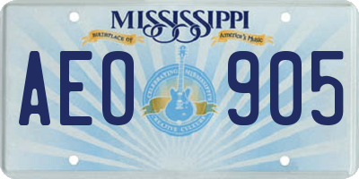 MS license plate AEO905