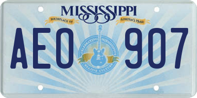 MS license plate AEO907