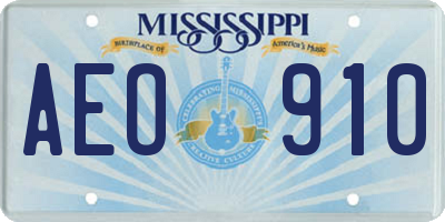 MS license plate AEO910