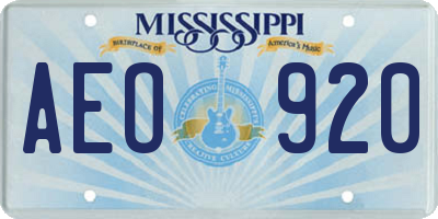 MS license plate AEO920