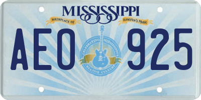 MS license plate AEO925