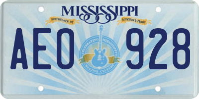 MS license plate AEO928