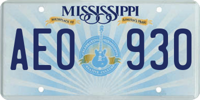 MS license plate AEO930