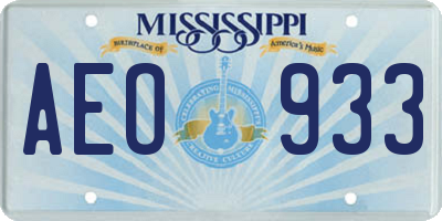 MS license plate AEO933
