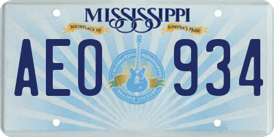 MS license plate AEO934