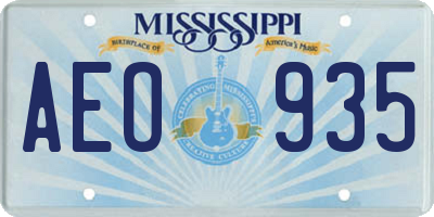 MS license plate AEO935