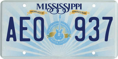 MS license plate AEO937
