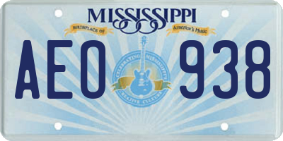 MS license plate AEO938