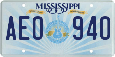 MS license plate AEO940