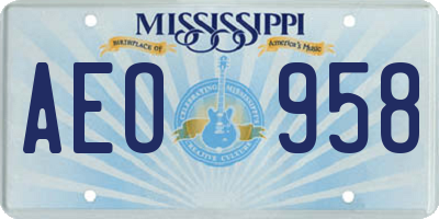 MS license plate AEO958
