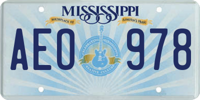 MS license plate AEO978