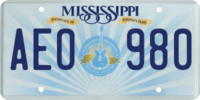 MS license plate AEO980