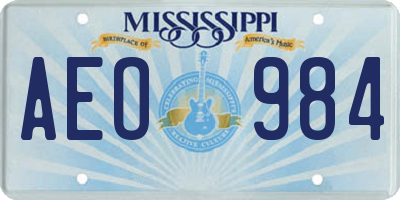 MS license plate AEO984