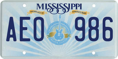 MS license plate AEO986