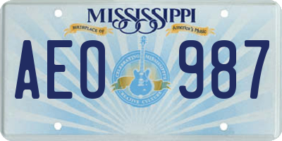 MS license plate AEO987