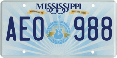 MS license plate AEO988
