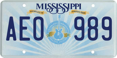 MS license plate AEO989