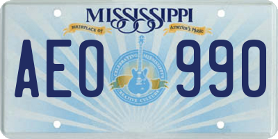 MS license plate AEO990